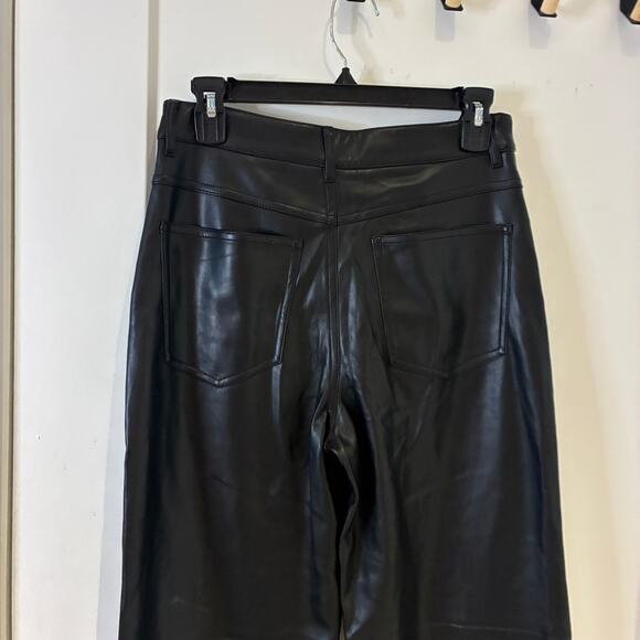 Mango Black Faux Leather Flared Trousers Sz 4 - Picture 8 of 15
